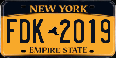 NY license plate FDK2019
