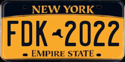 NY license plate FDK2022