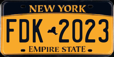 NY license plate FDK2023