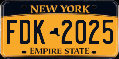 NY license plate FDK2025