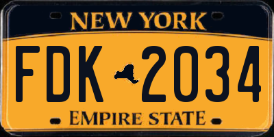 NY license plate FDK2034
