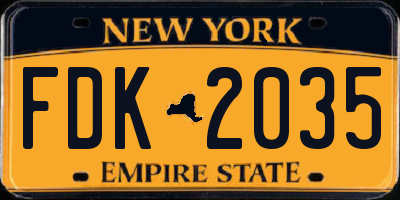 NY license plate FDK2035