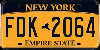 NY license plate FDK2064