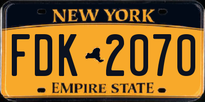 NY license plate FDK2070