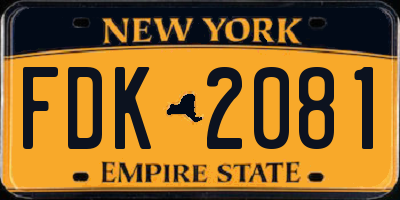 NY license plate FDK2081