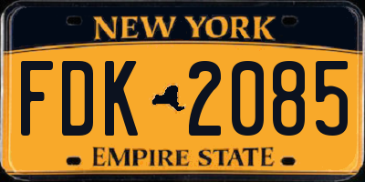 NY license plate FDK2085