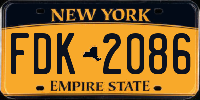 NY license plate FDK2086