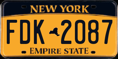NY license plate FDK2087