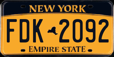 NY license plate FDK2092