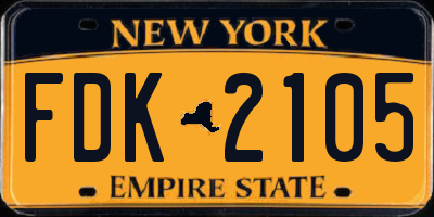 NY license plate FDK2105