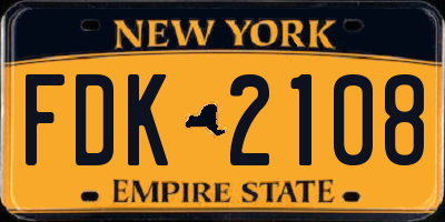 NY license plate FDK2108