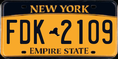 NY license plate FDK2109