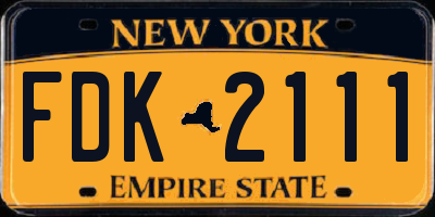 NY license plate FDK2111