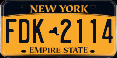 NY license plate FDK2114