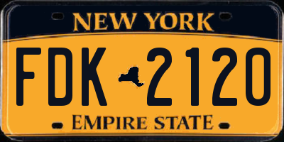 NY license plate FDK2120