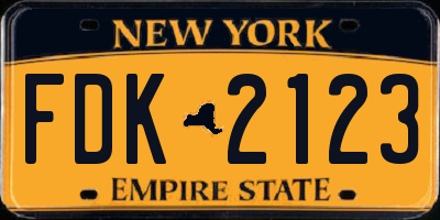 NY license plate FDK2123