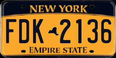 NY license plate FDK2136