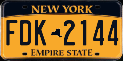 NY license plate FDK2144