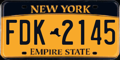NY license plate FDK2145