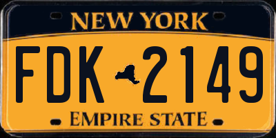 NY license plate FDK2149
