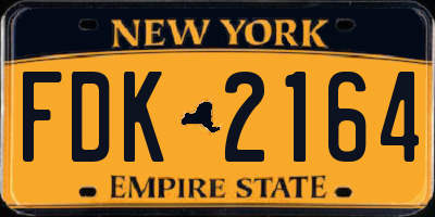 NY license plate FDK2164