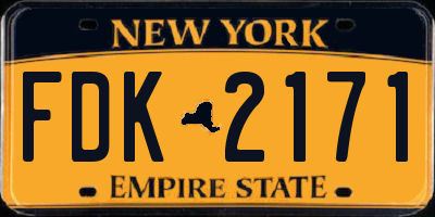 NY license plate FDK2171