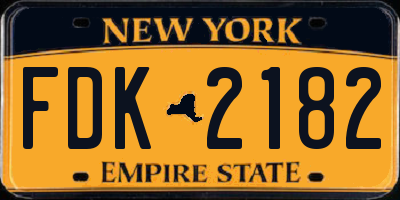 NY license plate FDK2182