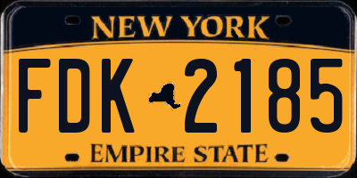 NY license plate FDK2185
