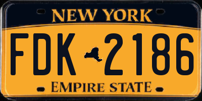 NY license plate FDK2186