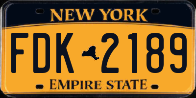 NY license plate FDK2189