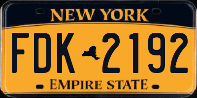 NY license plate FDK2192