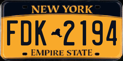 NY license plate FDK2194