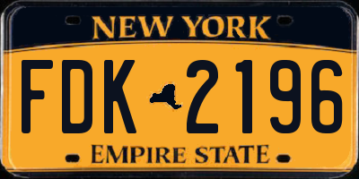 NY license plate FDK2196