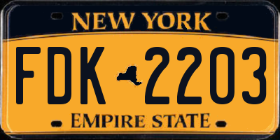 NY license plate FDK2203