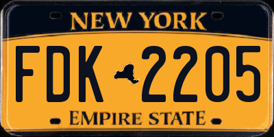 NY license plate FDK2205