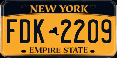 NY license plate FDK2209