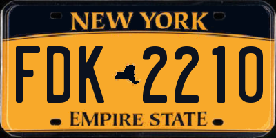 NY license plate FDK2210