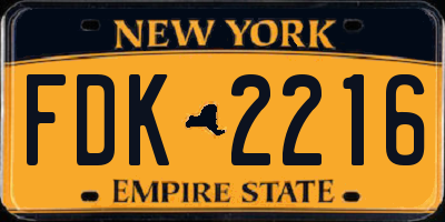 NY license plate FDK2216