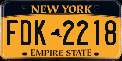 NY license plate FDK2218