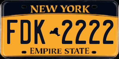 NY license plate FDK2222