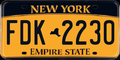 NY license plate FDK2230