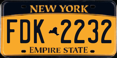 NY license plate FDK2232