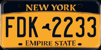 NY license plate FDK2233