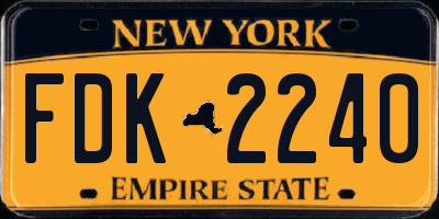NY license plate FDK2240