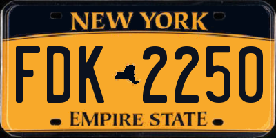 NY license plate FDK2250