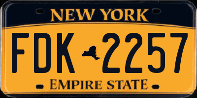 NY license plate FDK2257