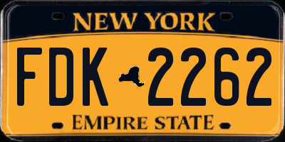 NY license plate FDK2262