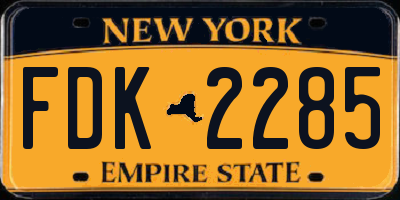 NY license plate FDK2285
