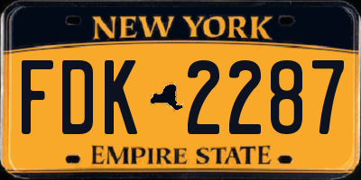 NY license plate FDK2287