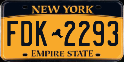 NY license plate FDK2293